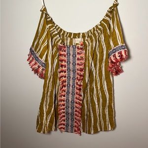 altar'd state off shoulder yellow top